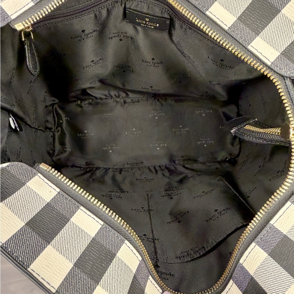 Kate Spade New York Black & White Gingham Zip Tote Bag | Like New Condition - Picture 10 of 11
